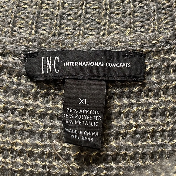 Olive Green with Gold Metallic Crop Sweater by INC International Concepts in XL - Picture 3 of 12